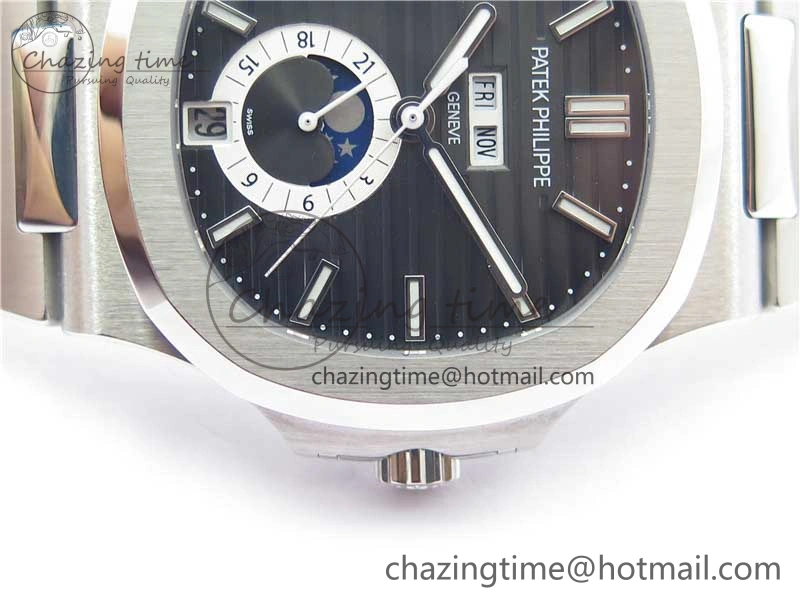 Nautilus 5726 Complicated SS GRF 1:1 Best Edition Black Textured Dial on SS Bracelet A324 V3