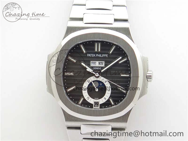 Nautilus 5726 Complicated SS GRF 1:1 Best Edition Black Textured Dial on SS Bracelet A324 V3