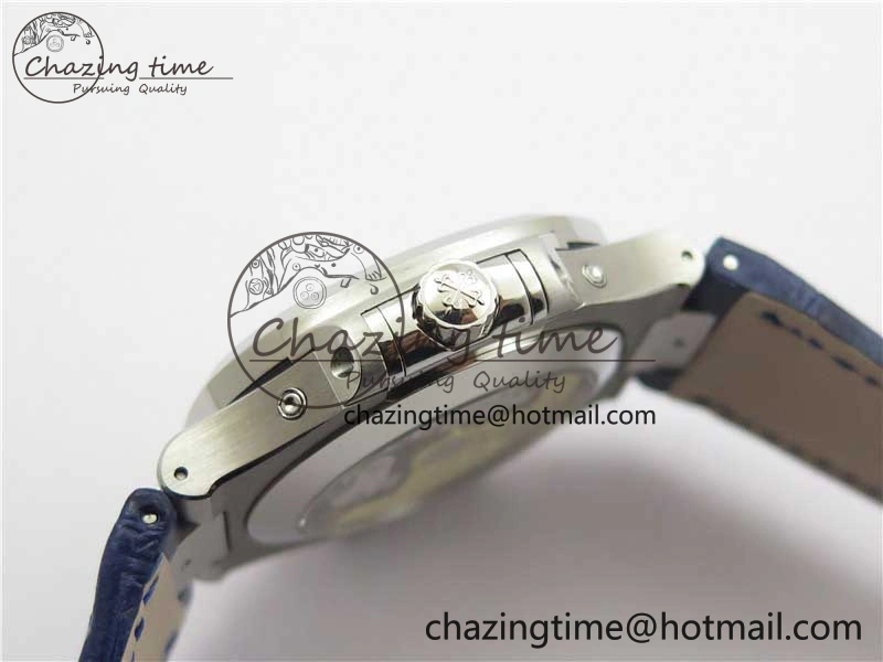 Nautilus 5726 Complicated SS GRF 1:1 Best Edition Blue Textured Dial on Blue Leather Strap A324 V3