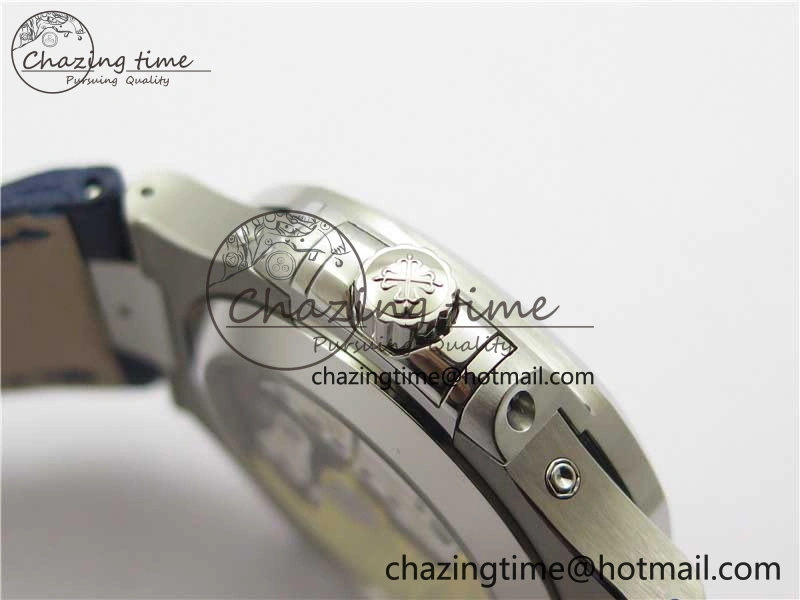 Nautilus 5726 Complicated SS GRF 1:1 Best Edition Blue Textured Dial on Blue Leather Strap A324 V3