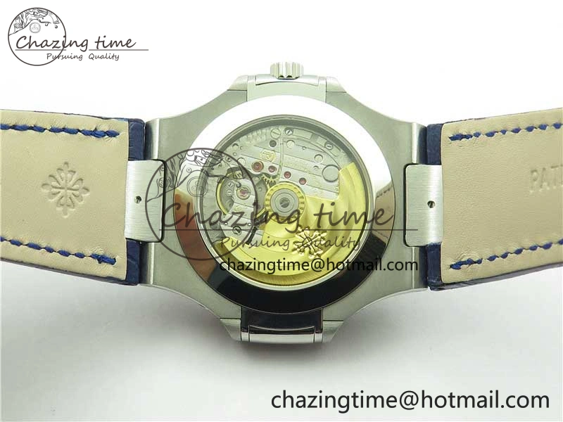 Nautilus 5726 Complicated SS GRF 1:1 Best Edition Blue Textured Dial on Blue Leather Strap A324 V3
