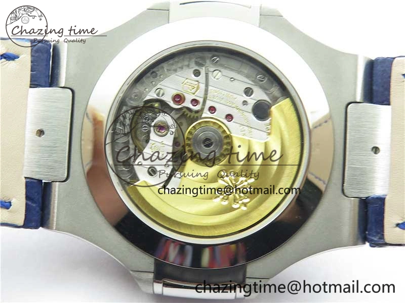 Nautilus 5726 Complicated SS GRF 1:1 Best Edition Blue Textured Dial on Blue Leather Strap A324 V3