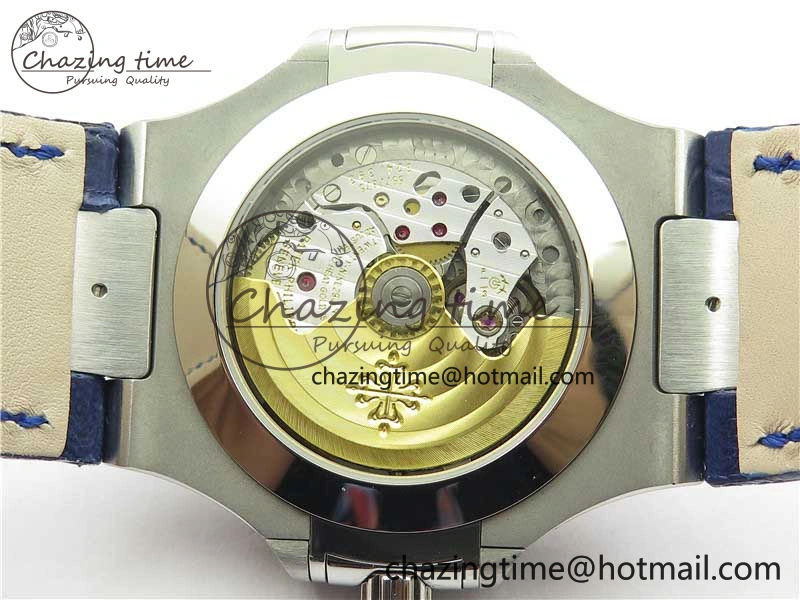 Nautilus 5726 Complicated SS GRF 1:1 Best Edition Blue Textured Dial on Blue Leather Strap A324 V3