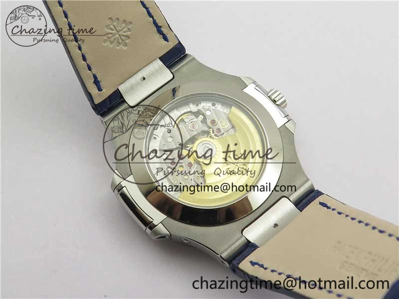 Nautilus 5726 Complicated SS GRF 1:1 Best Edition Blue Textured Dial on Blue Leather Strap A324 V3