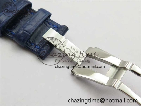 Nautilus 5726 Complicated SS GRF 1:1 Best Edition Blue Textured Dial on Blue Leather Strap A324 V3