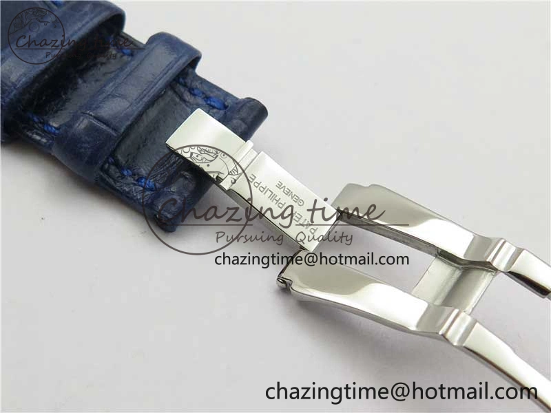 Nautilus 5726 Complicated SS GRF 1:1 Best Edition Blue Textured Dial on Blue Leather Strap A324 V3
