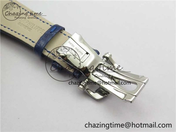 Nautilus 5726 Complicated SS GRF 1:1 Best Edition Blue Textured Dial on Blue Leather Strap A324 V3