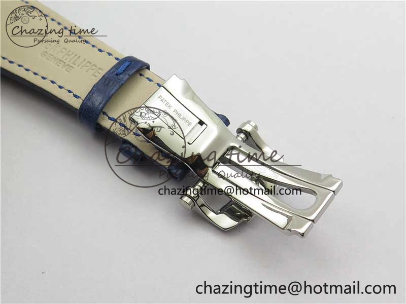 Nautilus 5726 Complicated SS GRF 1:1 Best Edition Blue Textured Dial on Blue Leather Strap A324 V3