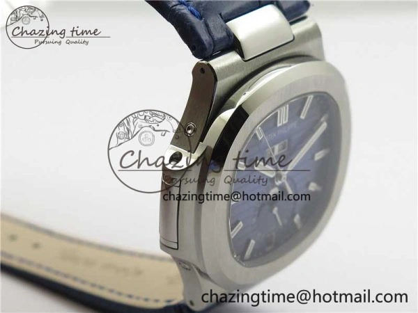Nautilus 5726 Complicated SS GRF 1:1 Best Edition Blue Textured Dial on Blue Leather Strap A324 V3