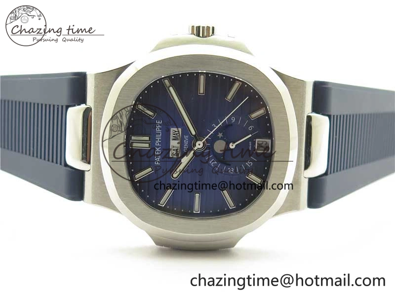 Nautilus 5726 Complicated SS GRF 1:1 Best Edition Blue Textured Dial on Blue Rubber Strap A324 V3