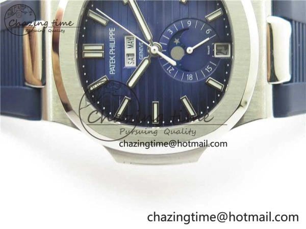 Nautilus 5726 Complicated SS GRF 1:1 Best Edition Blue Textured Dial on Blue Rubber Strap A324 V3