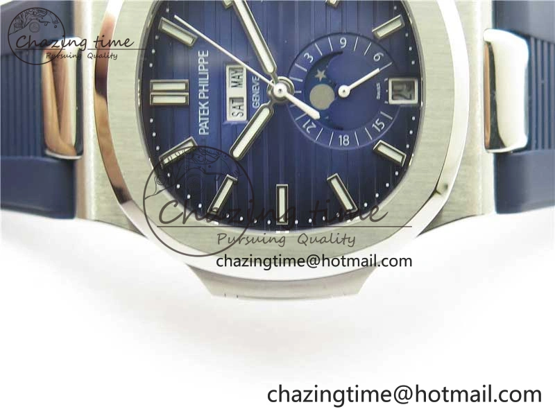 Nautilus 5726 Complicated SS GRF 1:1 Best Edition Blue Textured Dial on Blue Rubber Strap A324 V3