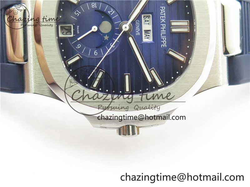 Nautilus 5726 Complicated SS GRF 1:1 Best Edition Blue Textured Dial on Blue Rubber Strap A324 V3