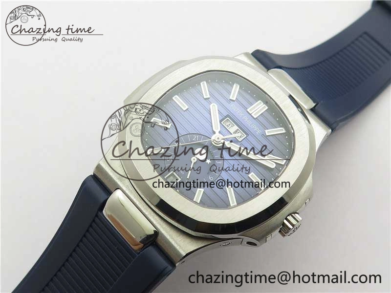 Nautilus 5726 Complicated SS GRF 1:1 Best Edition Blue Textured Dial on Blue Rubber Strap A324 V3