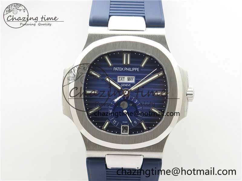 Nautilus 5726 Complicated SS GRF 1:1 Best Edition Blue Textured Dial on Blue Rubber Strap A324 V3