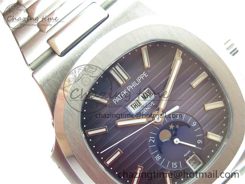 Nautilus 5726 Complicated SS GRF 1:1 Best Edition Blue Textured Dial on SS Bracelet A324 V3