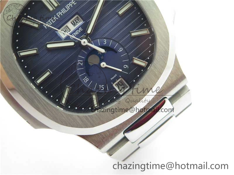 Nautilus 5726 Complicated SS GRF 1:1 Best Edition Blue Textured Dial on SS Bracelet A324 V3