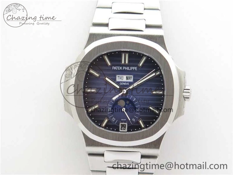 Nautilus 5726 Complicated SS GRF 1:1 Best Edition Blue Textured Dial on SS Bracelet A324 V3