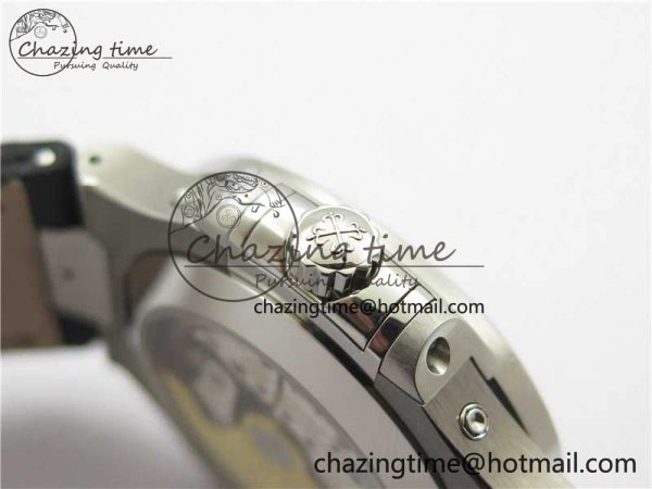 Nautilus 5726 Complicated SS GRF 1:1 Best Edition White Textured Dial on Black Leather Strap A324 V3