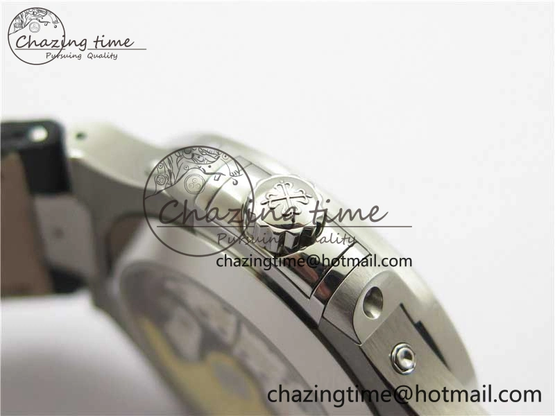 Nautilus 5726 Complicated SS GRF 1:1 Best Edition White Textured Dial on Black Leather Strap A324 V3
