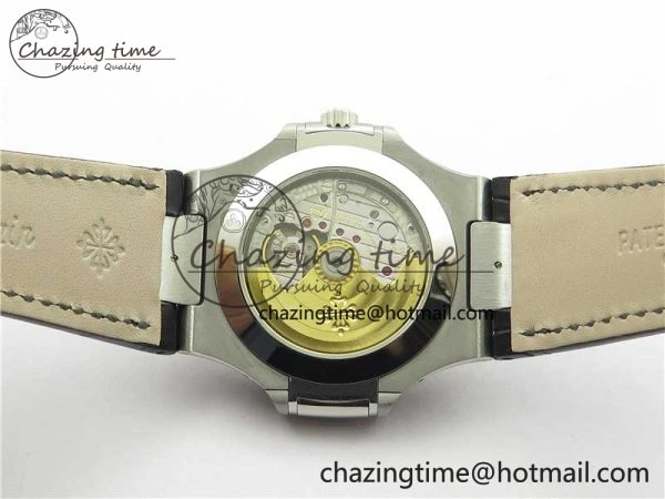 Nautilus 5726 Complicated SS GRF 1:1 Best Edition White Textured Dial on Black Leather Strap A324 V3