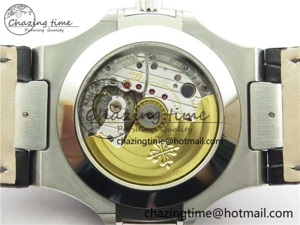 Nautilus 5726 Complicated SS GRF 1:1 Best Edition White Textured Dial on Black Leather Strap A324 V3