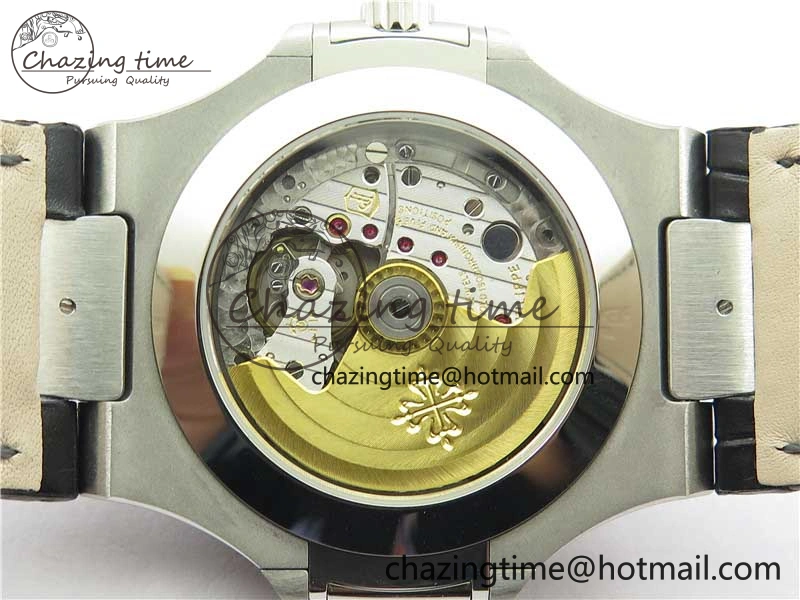 Nautilus 5726 Complicated SS GRF 1:1 Best Edition White Textured Dial on Black Leather Strap A324 V3