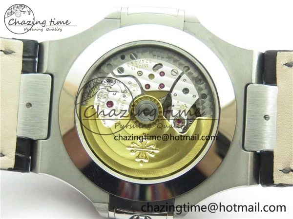 Nautilus 5726 Complicated SS GRF 1:1 Best Edition White Textured Dial on Black Leather Strap A324 V3