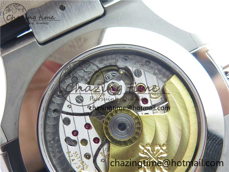 Nautilus 5726 Complicated SS GRF 1:1 Best Edition White Textured Dial on Black Leather Strap A324 V3