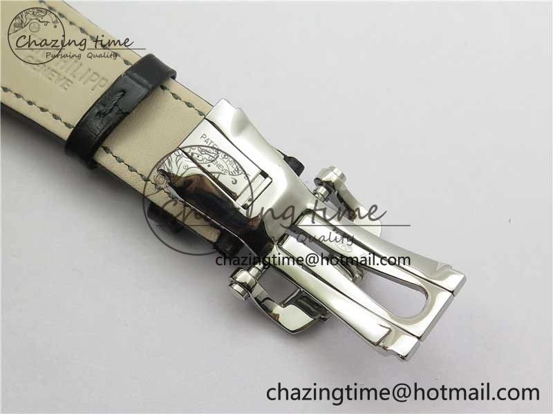 Nautilus 5726 Complicated SS GRF 1:1 Best Edition White Textured Dial on Black Leather Strap A324 V3