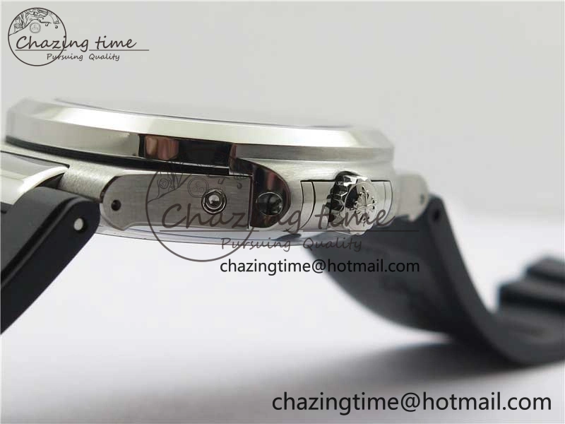 Nautilus 5726 Complicated SS GRF 1:1 Best Edition White Textured Dial on Black Rubber Strap A324 V3
