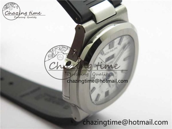 Nautilus 5726 Complicated SS GRF 1:1 Best Edition White Textured Dial on Black Rubber Strap A324 V3