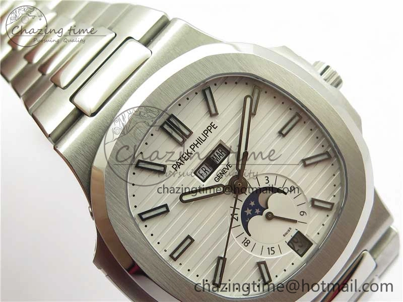 Nautilus 5726 Complicated SS GRF 1:1 Best Edition White Textured Dial on SS Bracelet A324 V3