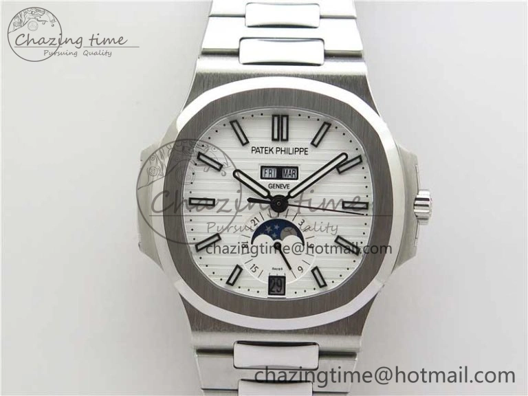 Nautilus 5726 Complicated SS GRF 1:1 Best Edition White Textured Dial on SS Bracelet A324 V3