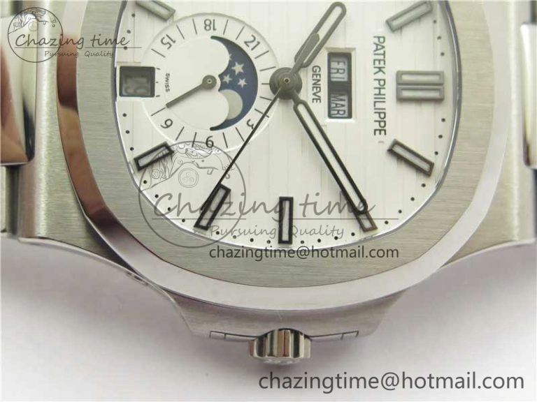 Nautilus 5726 Complicated SS GRF 1:1 Best Edition White Textured Dial on SS Bracelet A324 V3