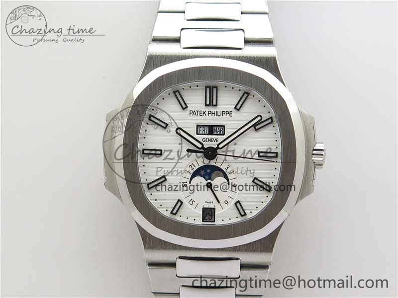 Nautilus 5726 Complicated SS GRF 1:1 Best Edition White Textured Dial on SS Bracelet A324 V3
