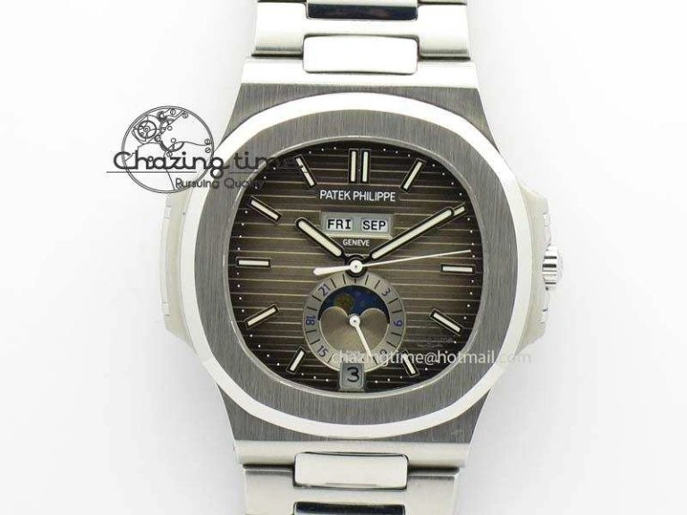 Nautilus 5726 Complicated SS Gray Textured Dial On SS Bracelet A324