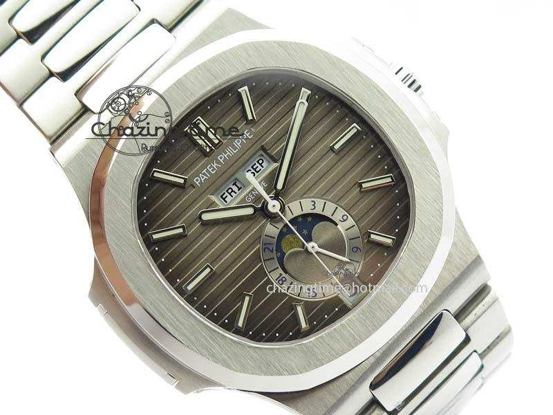 Nautilus 5726 Complicated SS Gray Textured Dial On SS Bracelet A324