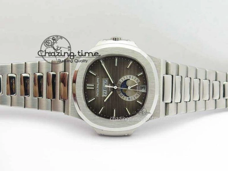 Nautilus 5726 Complicated SS Gray Textured Dial On SS Bracelet A324
