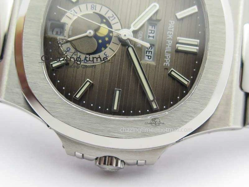 Nautilus 5726 Complicated SS Gray Textured Dial On SS Bracelet A324