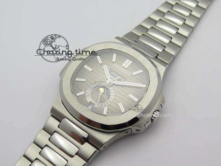 Nautilus 5726 Complicated SS Gray Textured Dial On SS Bracelet A324