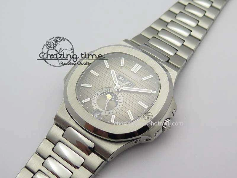 Nautilus 5726 Complicated SS Gray Textured Dial On SS Bracelet A324