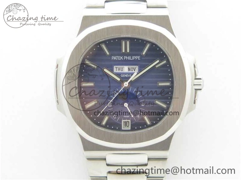 Nautilus 5726 Complicated SS KMF Best Edition Blue Textured Dial on SS Bracelet A324 V3