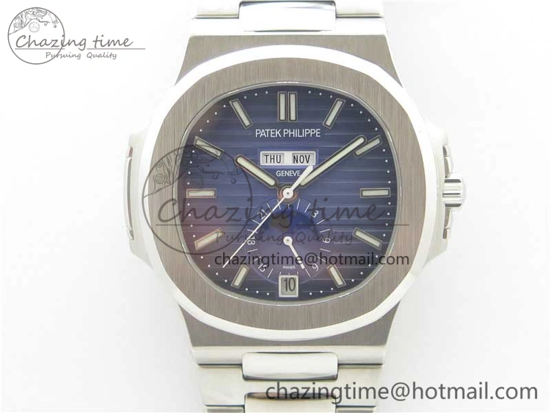 Nautilus 5726 Complicated SS KMF Best Edition Blue Textured Dial on SS Bracelet A324 V3