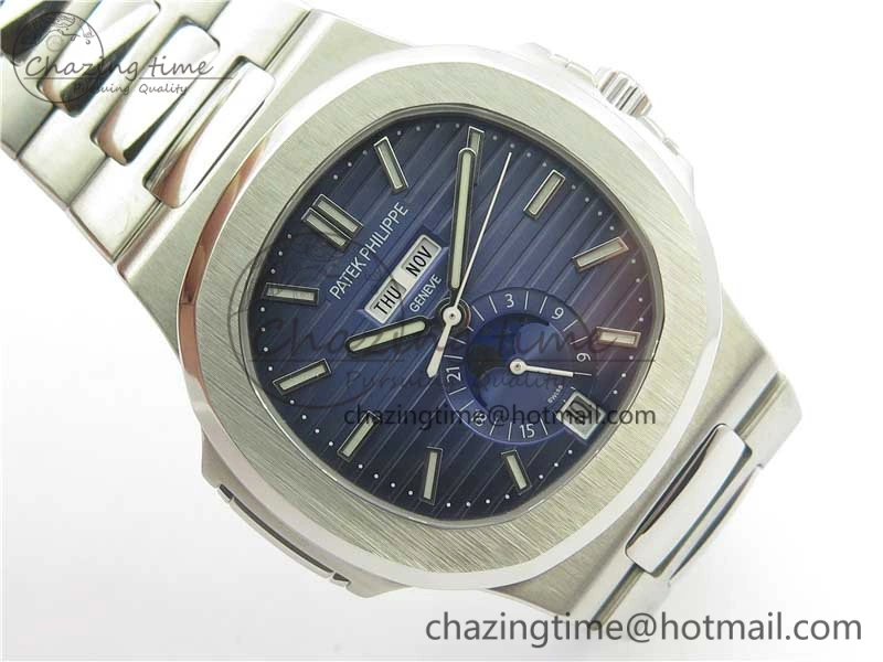 Nautilus 5726 Complicated SS KMF Best Edition Blue Textured Dial on SS Bracelet A324 V3