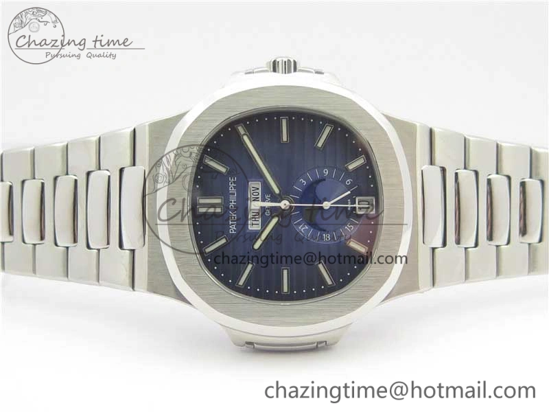 Nautilus 5726 Complicated SS KMF Best Edition Blue Textured Dial on SS Bracelet A324 V3