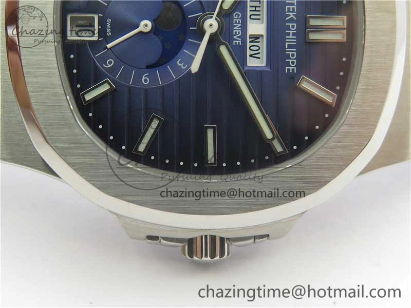 Nautilus 5726 Complicated SS KMF Best Edition Blue Textured Dial on SS Bracelet A324 V3