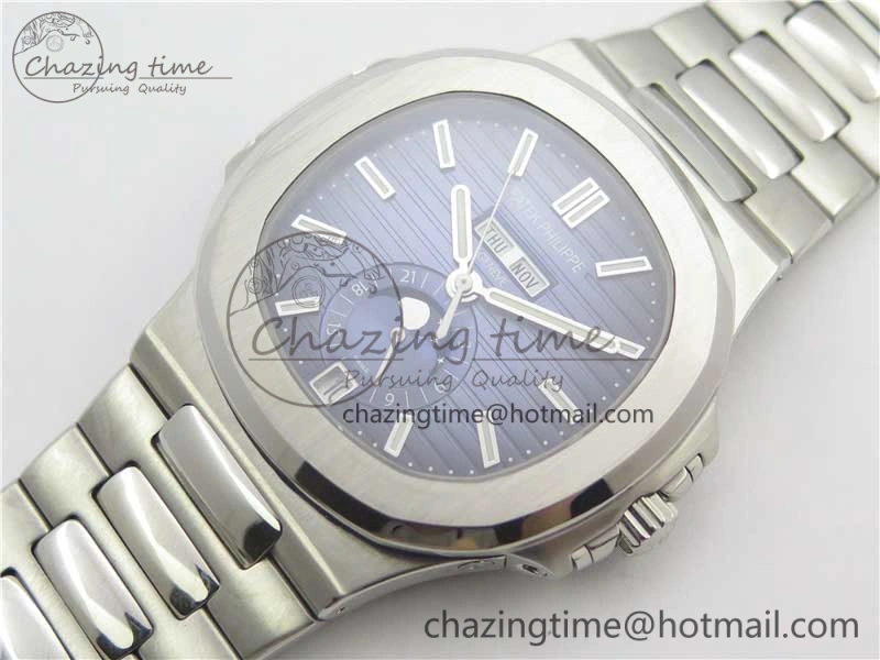 Nautilus 5726 Complicated SS KMF Best Edition Blue Textured Dial on SS Bracelet A324 V3