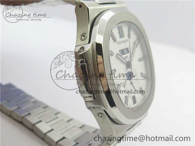 Nautilus 5726 Complicated SS KMF Best Edition White Textured Dial on SS Bracelet A324 V3