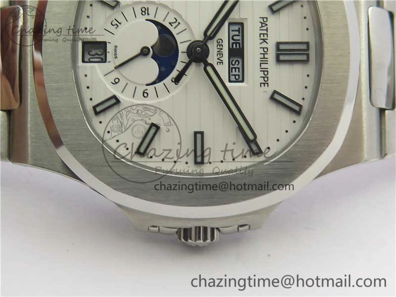 Nautilus 5726 Complicated SS KMF Best Edition White Textured Dial on SS Bracelet A324 V3